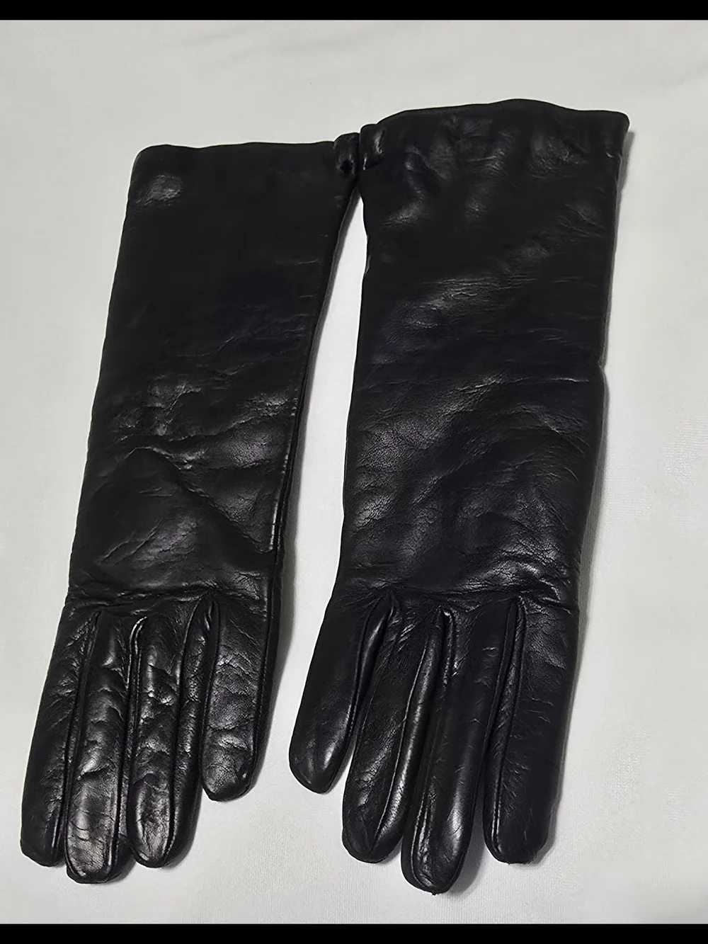 Classic Black Leather Gloves Cashmere Lined Made In Italy Size 6.5 XS New Old